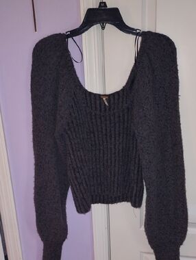 Free people grey off shoulder sweater